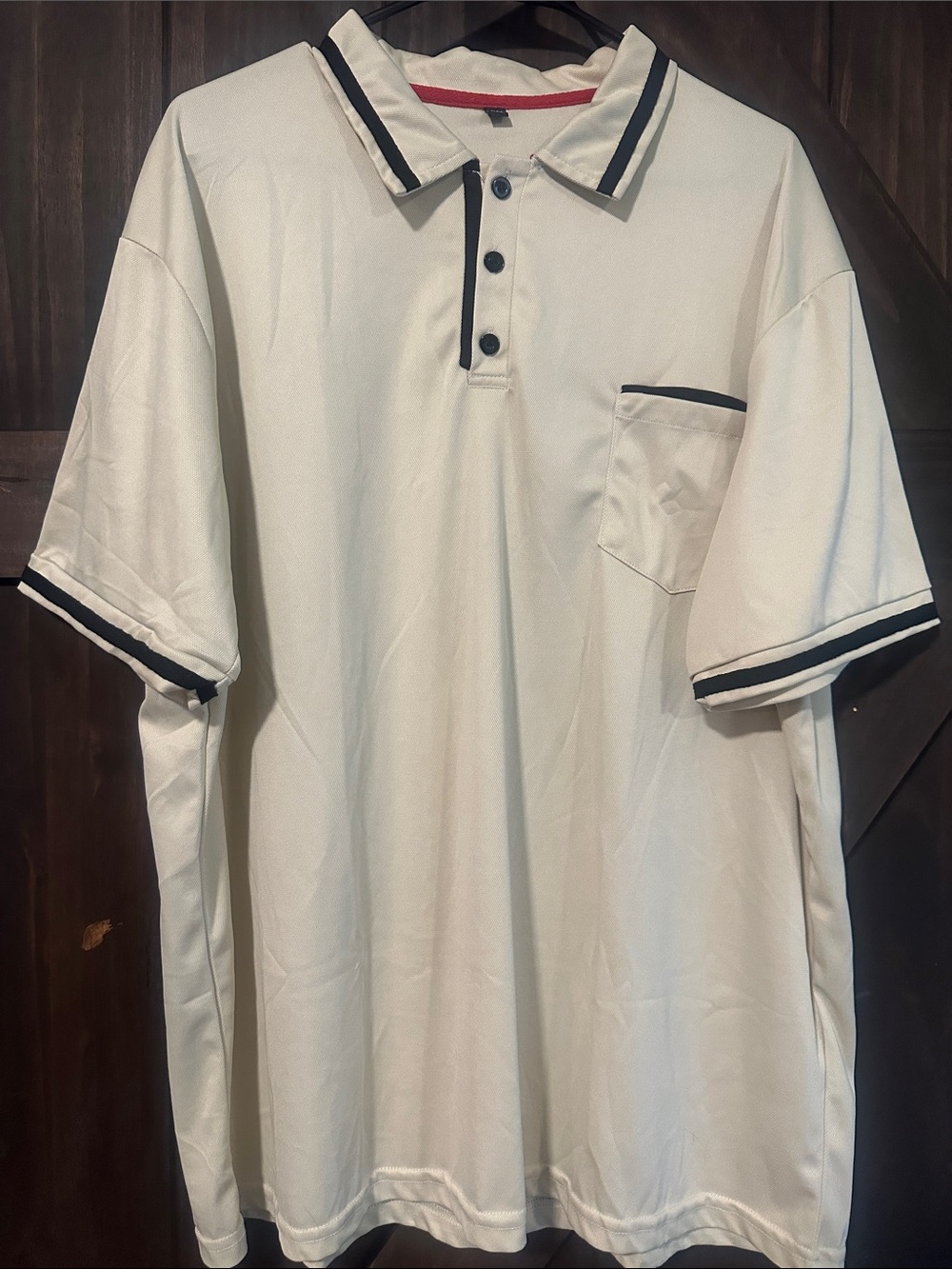 Men's Off White Polo Shirt with Black Trim - Size XXL